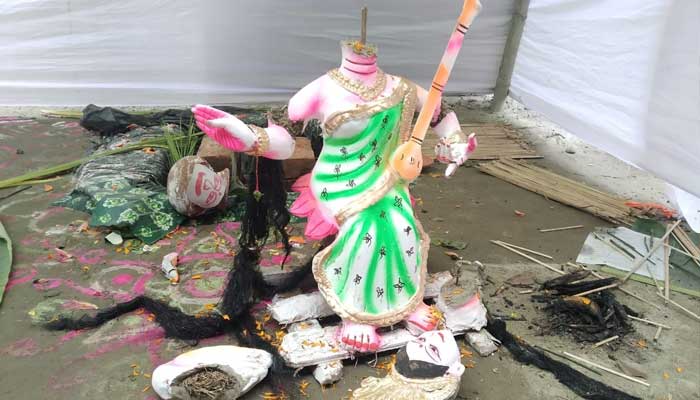 সরিষাবাড়ীতে পৃথক দুই পূজা মণ্ডপে হামলা, প্রতিমা ভাঙচুর
