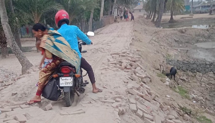 আশাশুনিতে স্কুল সড়কের বেহাল দশায় জনভোগান্তি
