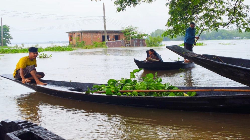 জুড়ীতে ভয়াবহ বন্যা; পানিতে ভাসছে গ্রামের পর গ্রাম