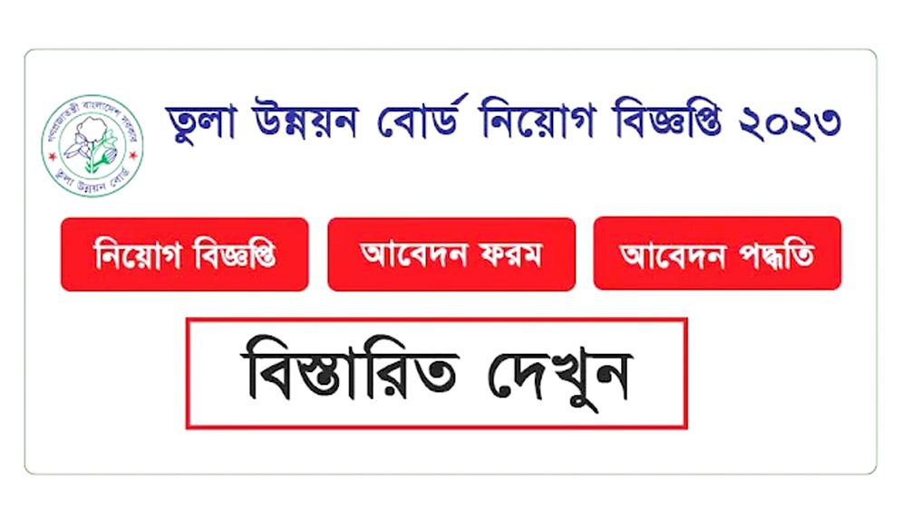 তুলা উন্নয়ন বোর্ডে ৩৪ পদে নিয়োগ বিজ্ঞপ্তি