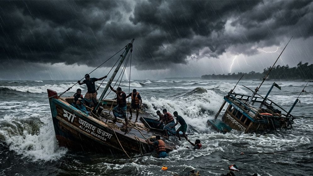 কালবৈশাখীর তাণ্ডবে ডুবে গেল দুই ট্রলার