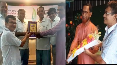 আখাউড়ায় তিন সাংবাদিককে সংবর্ধনা